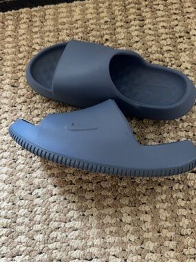 Nike Dark Blue Foam Slide Sandals with Swoosh